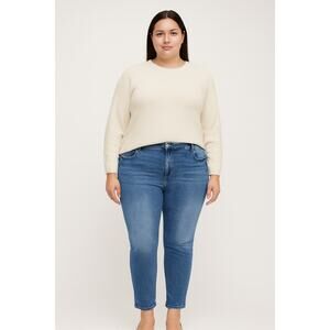 Laurie Felt Reg Daisy Denim Crop Easy Skinny Jeans with Shark Bite Hem Size 22W